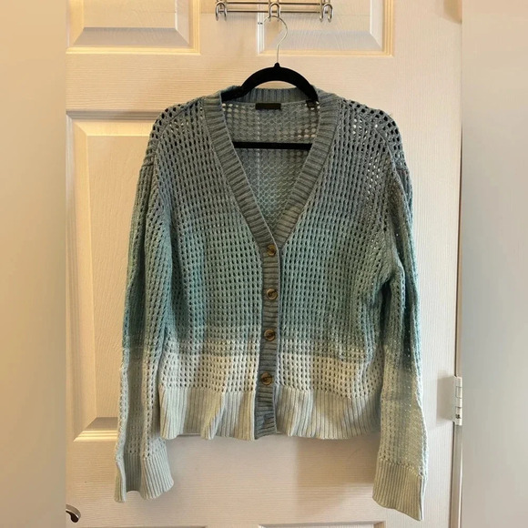 ATM Anthony Thomas Melillo Gradient Open Knit Wool-Blend Cardigan Size M - Picture 2 of 5